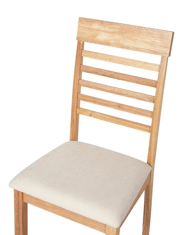 Set of 2 Dining Chairs Wood Light Brown/ Beige Rose
