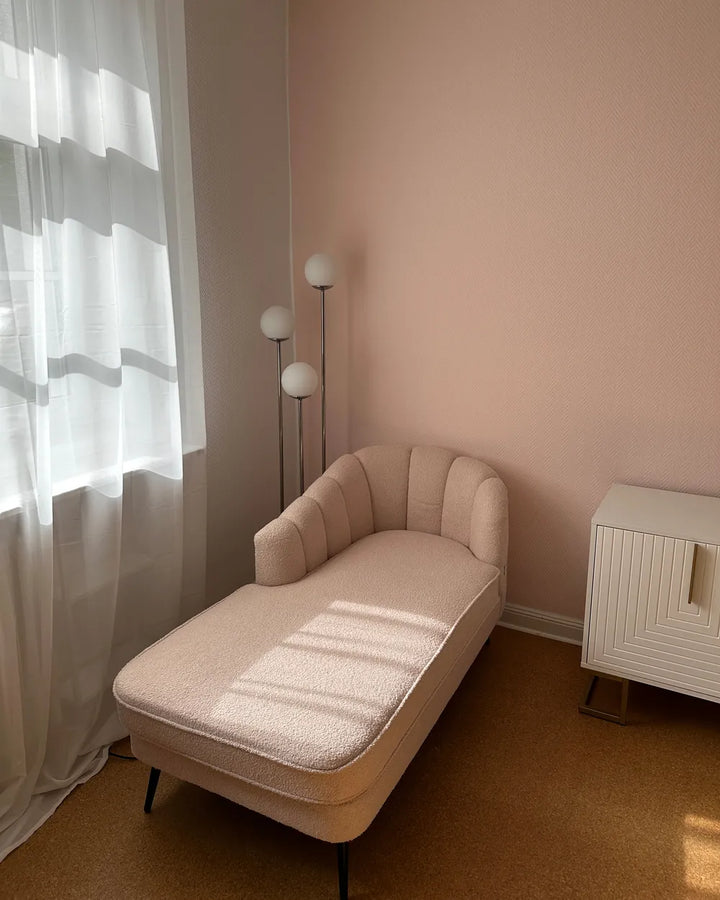 Right-Hand Chaise Lounge Boucle Light Beige Walters