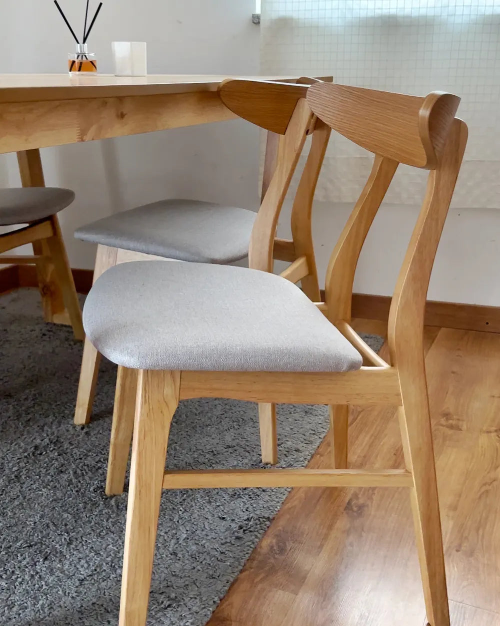 Set of 2 Dining Chairs Wood Light Brown/ Grey Ana