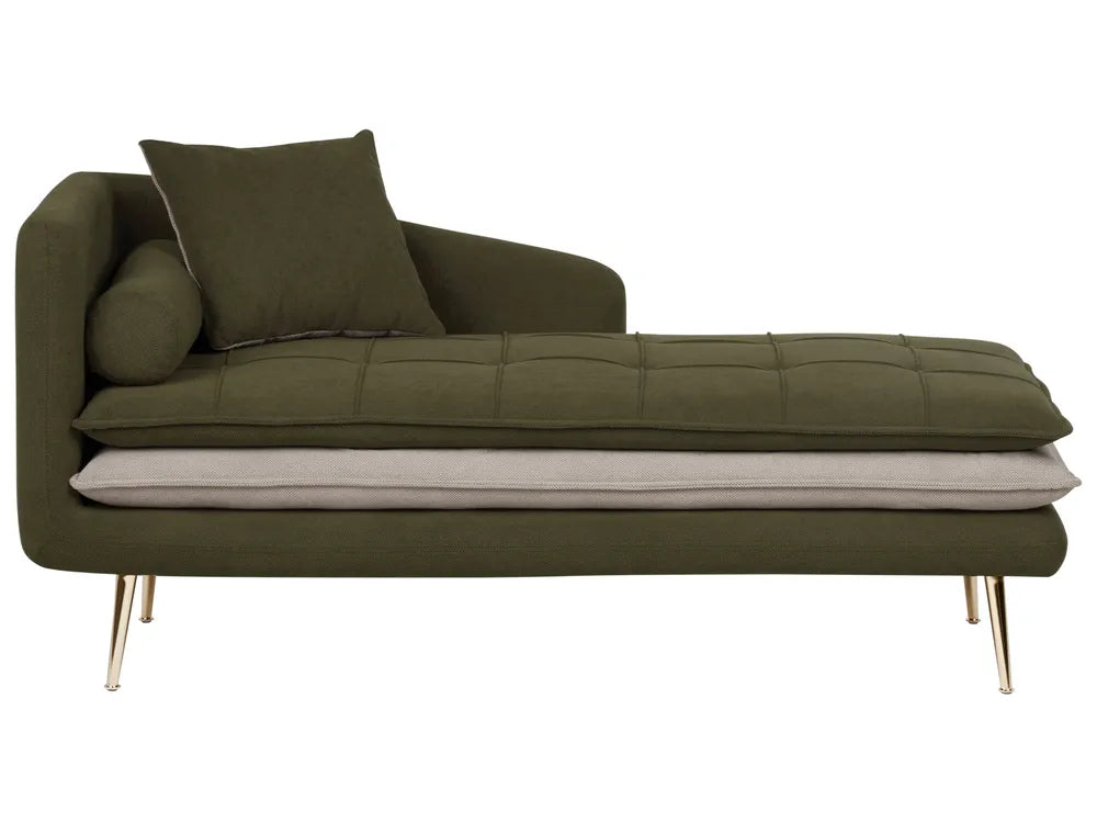 Left-Hand Chaise Lounge Fabric Green Vervino