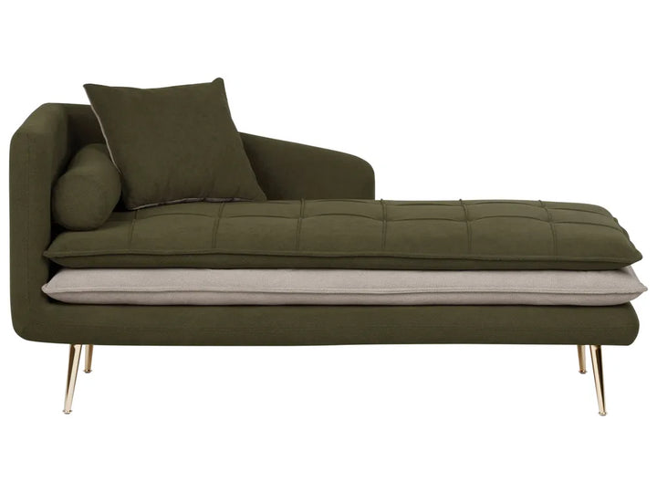 Left-Hand Chaise Lounge Fabric Green Vervino