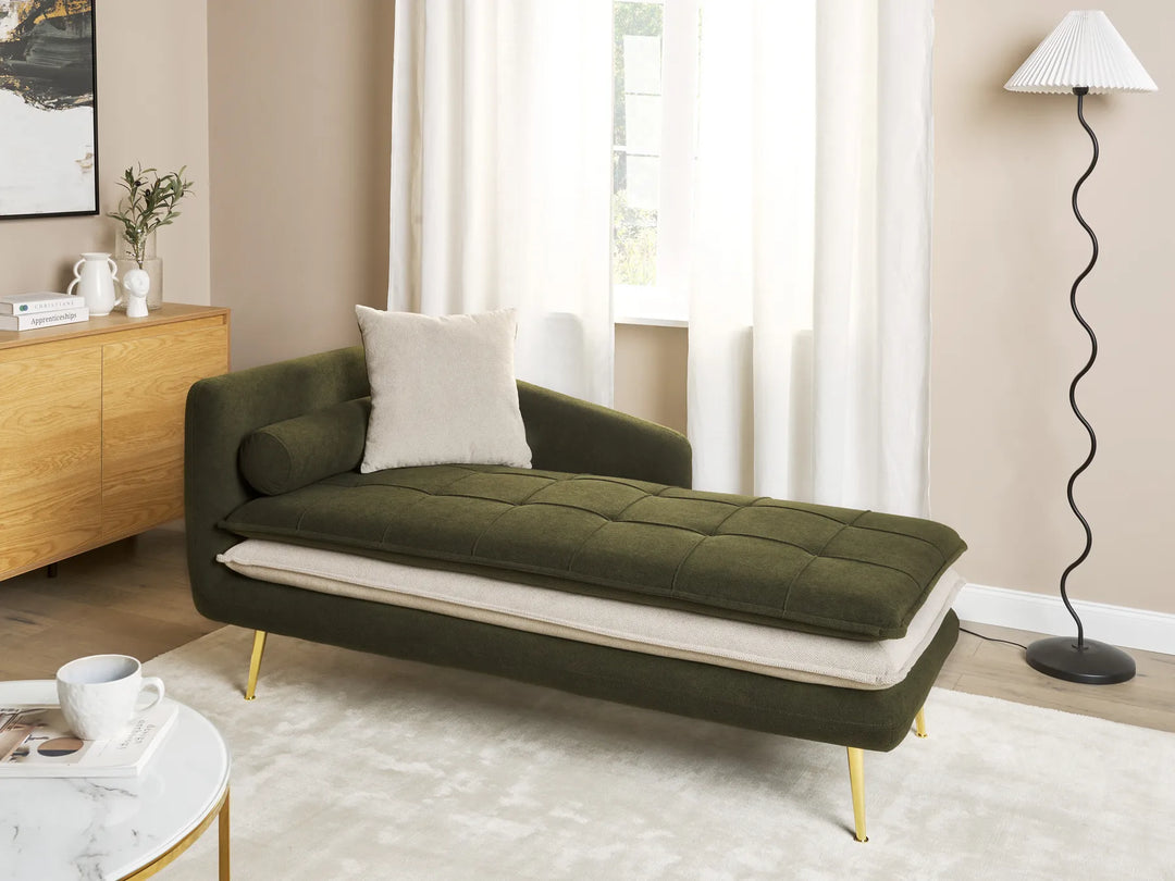 Left-Hand Chaise Lounge Fabric Green Vervino