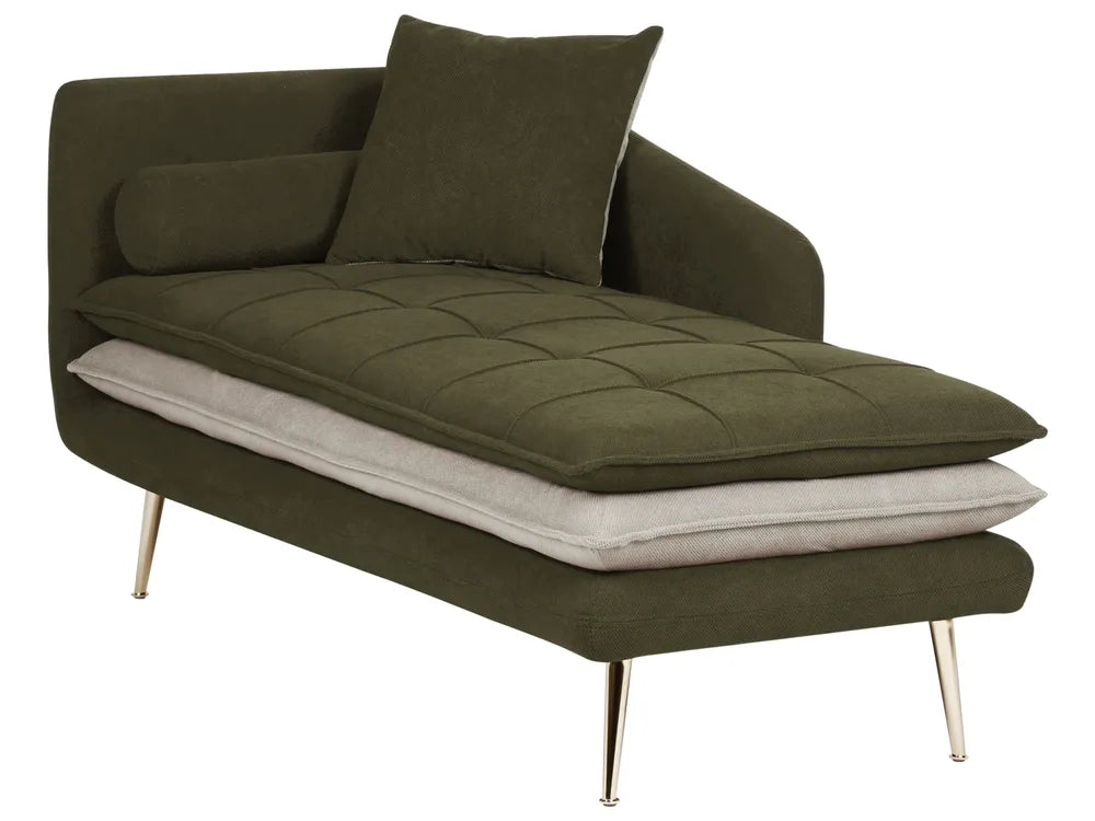 Left-Hand Chaise Lounge Fabric Green Vervino