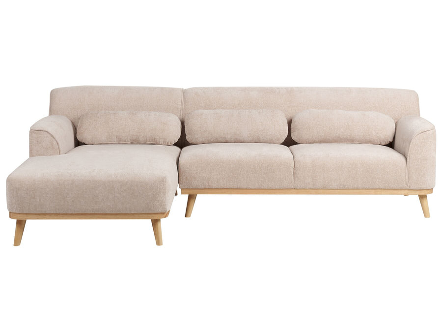 Simos Right Hand Chenille Corner Sofa Beige