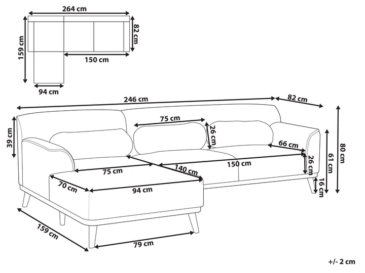 Simos Right Hand Fabric Corner Sofa Off-White