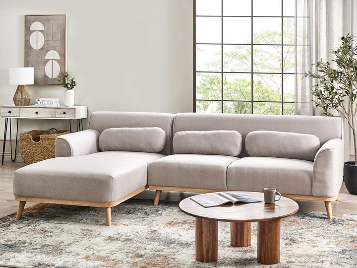 Simos Right Hand Fabric Corner Sofa Light Grey 