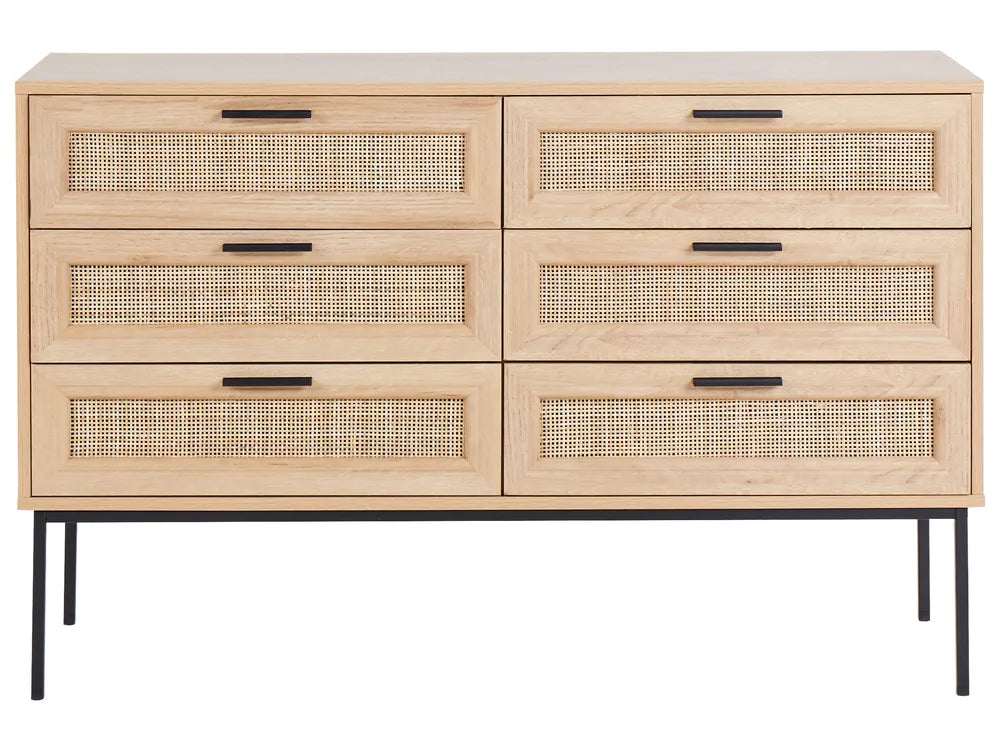 6 Drawer Chest Light Brown Plenty of Storage Space Clevira