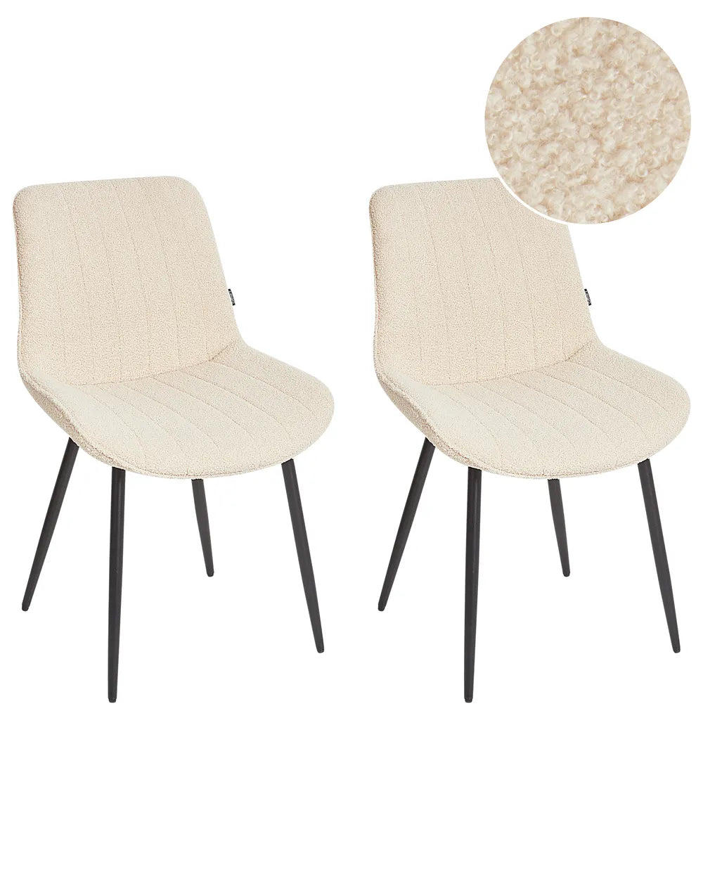 Set of 2 Dining Chairs Boucle Light Beige Roxanne