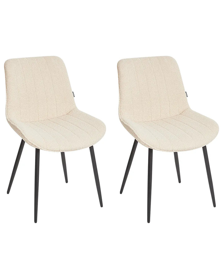 Set of 2 Dining Chairs Boucle Light Beige Roxanne