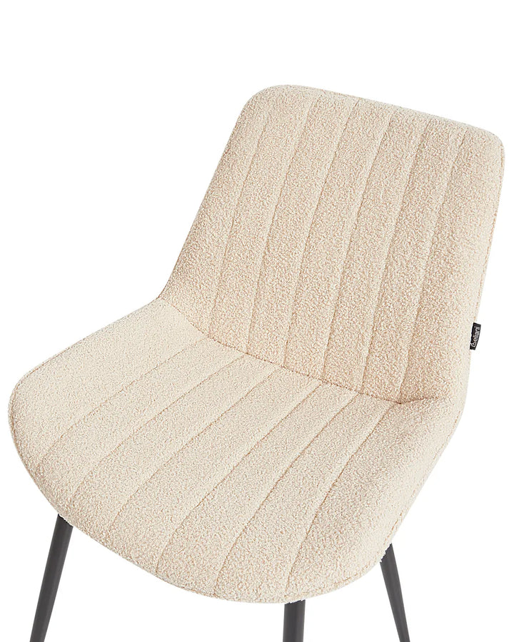 Set of 2 Dining Chairs Boucle Light Beige Roxanne