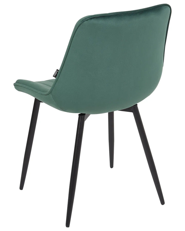 Set of 2 Dining Chairs Velvet Emerald Green Roxanne