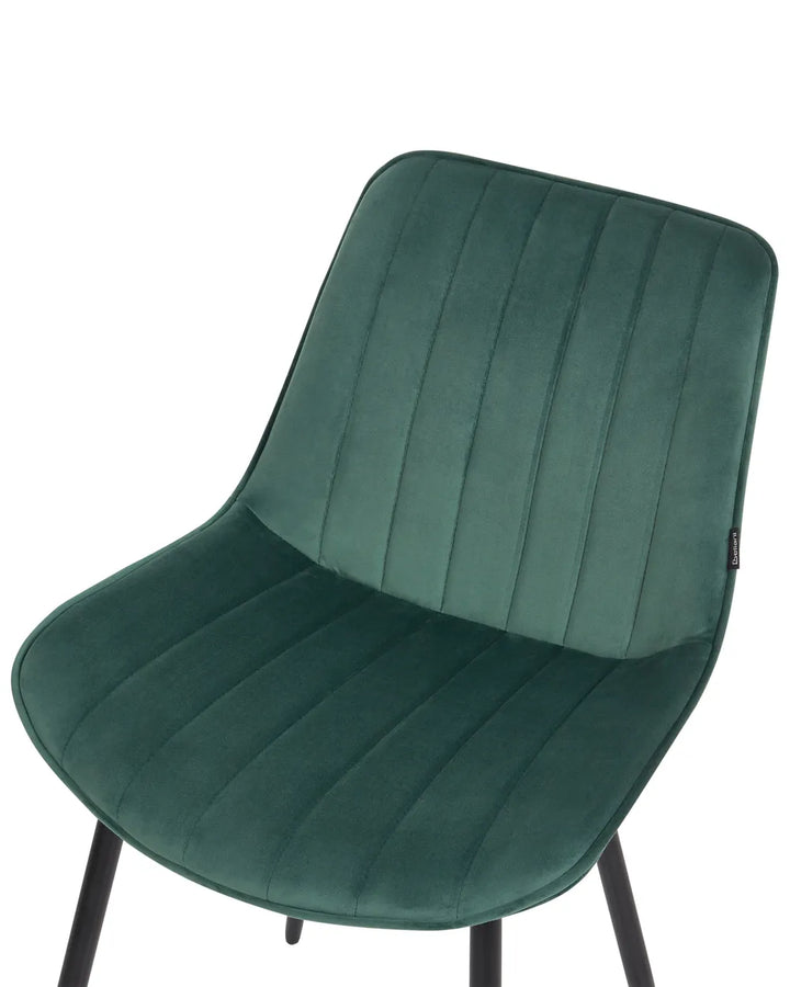 Set of 2 Dining Chairs Velvet Emerald Green Roxanne