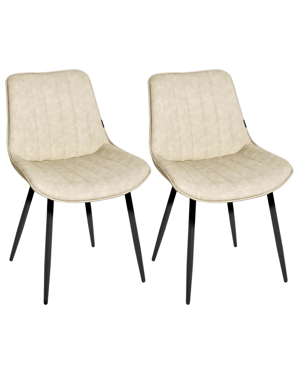Set of 2 Dining Chairs Faux Leather Light Beige Roxanne