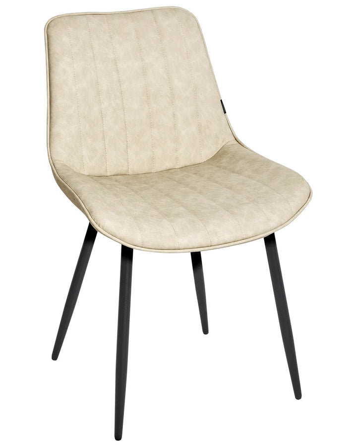 Set of 2 Dining Chairs Faux Leather Light Beige Roxanne