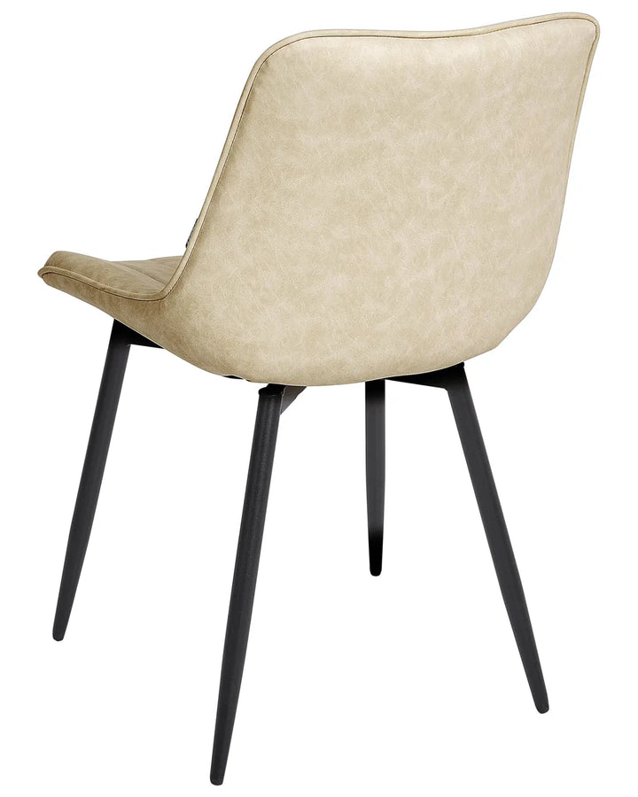 Set of 2 Dining Chairs Faux Leather Light Beige Roxanne