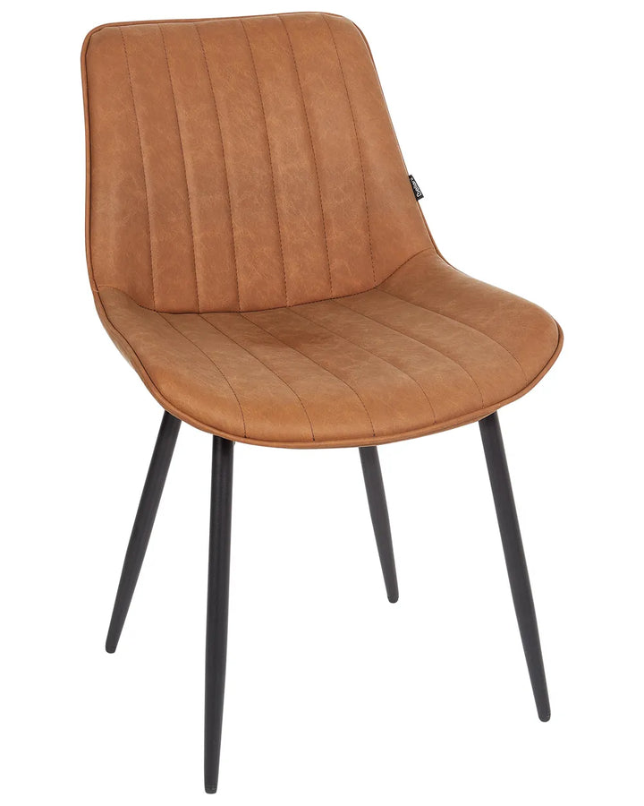 Set of 2 Dining Chairs Faux Leather Brown Roxanne