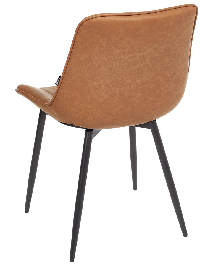 Set of 2 Dining Chairs Faux Leather Brown Roxanne