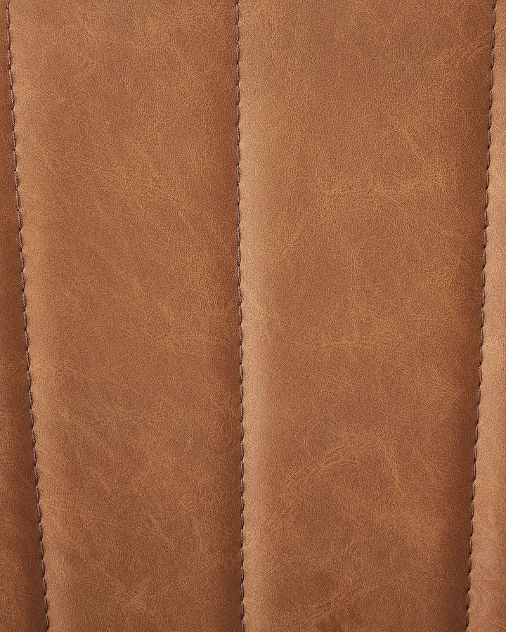 Set of 2 Dining Chairs Faux Leather Brown Roxanne