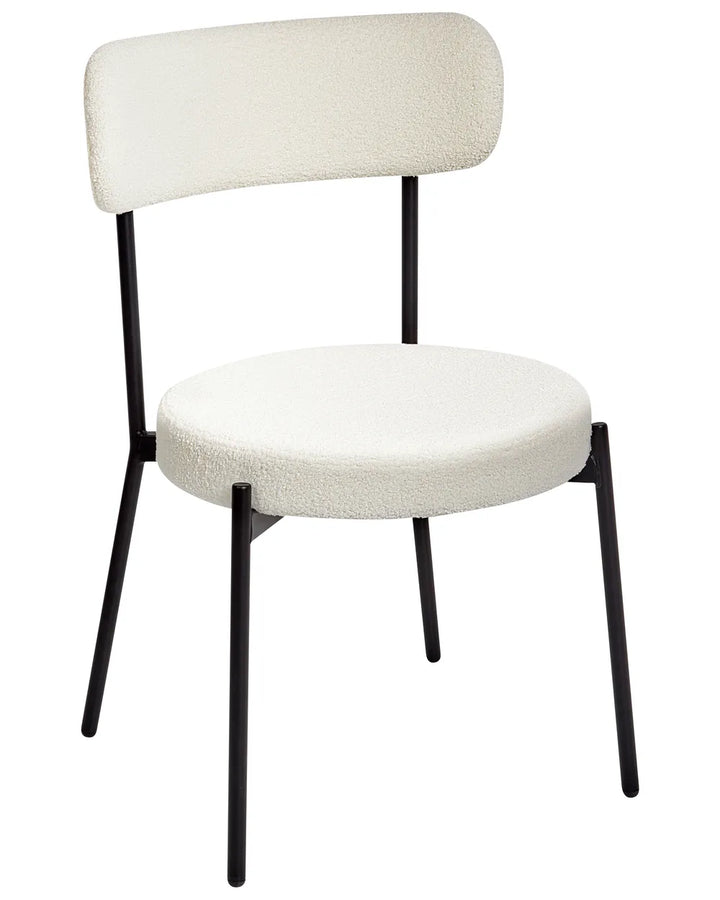 Set of 2 Dining Chairs Boucle White Rain