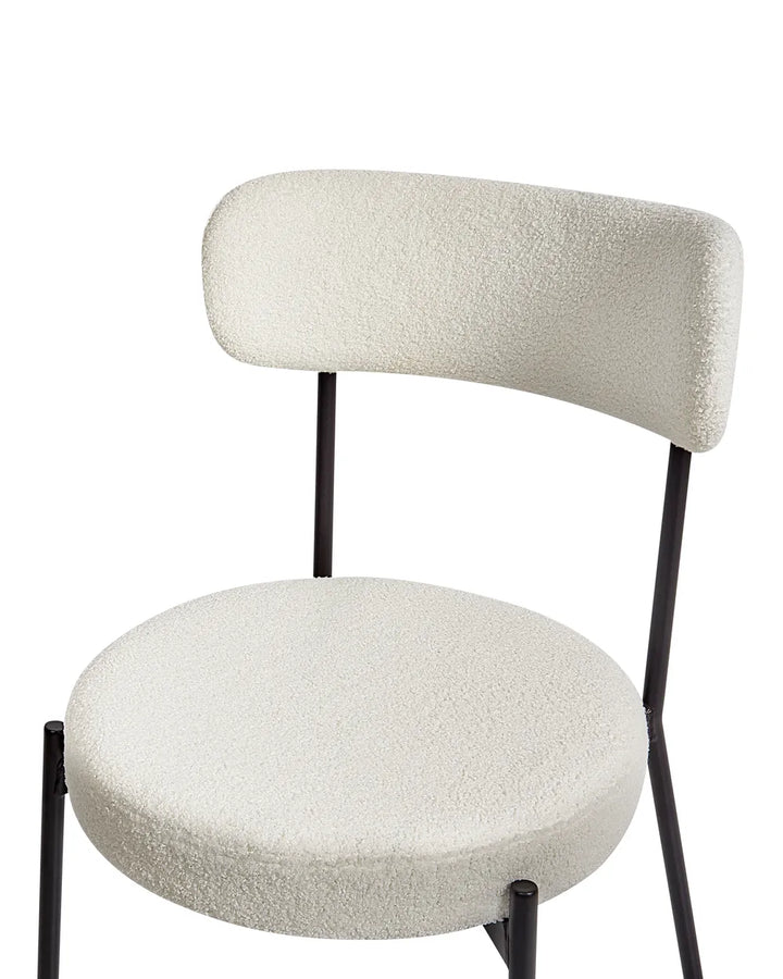 Set of 2 Dining Chairs Boucle White Rain