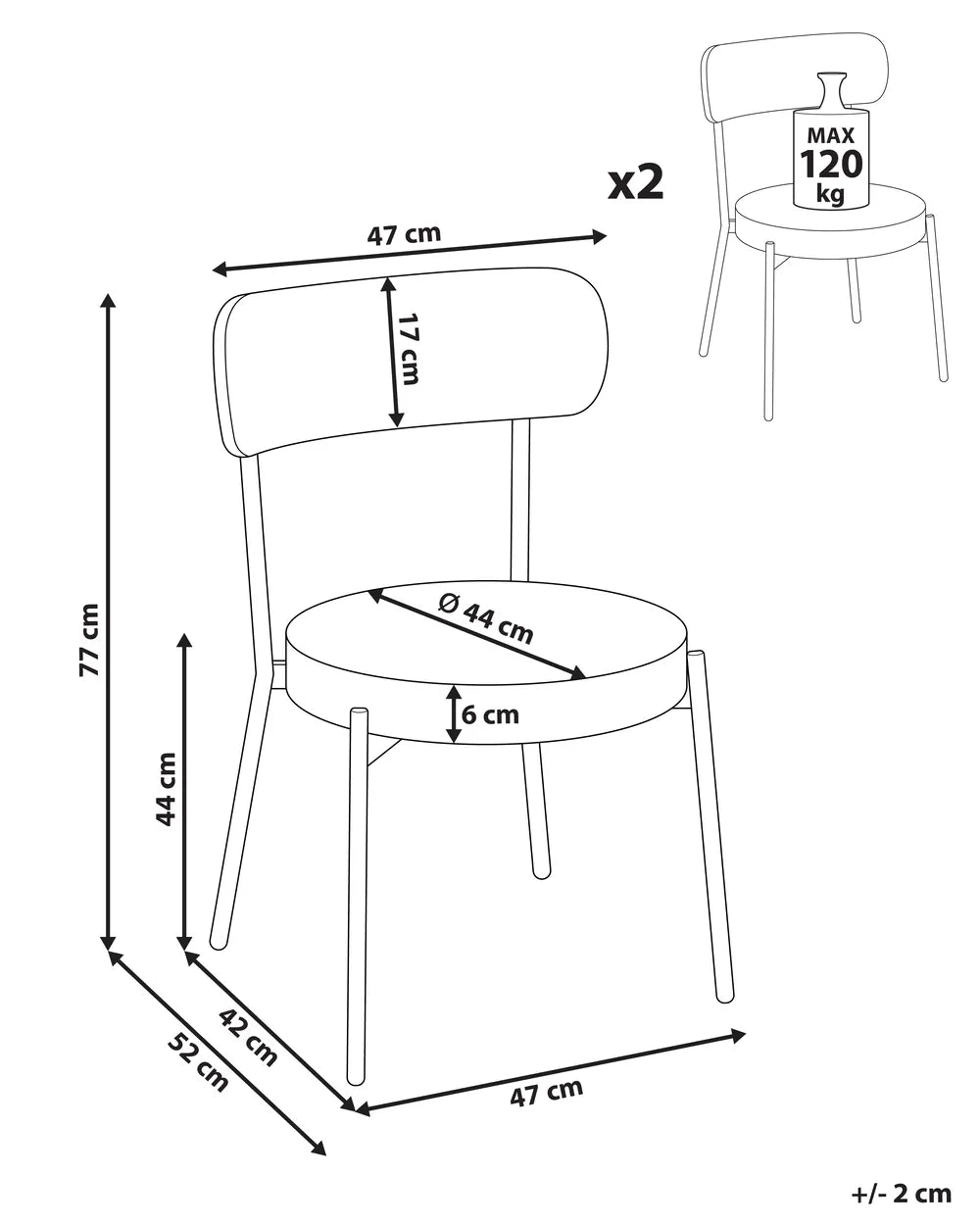 Set of 2 Dining Chairs Boucle White Rain