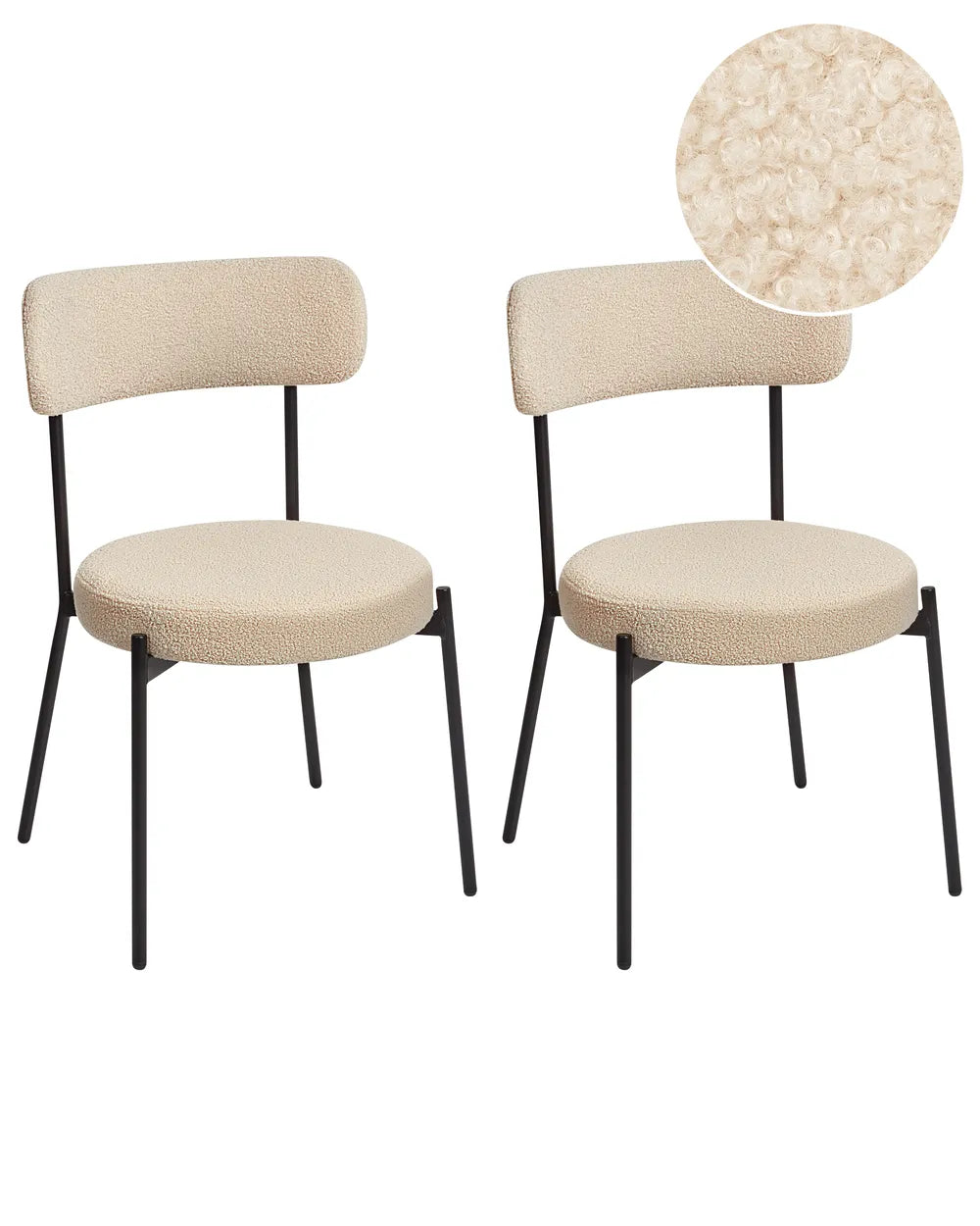 Set of 2 Dining Chairs Boucle Light Beige Rain