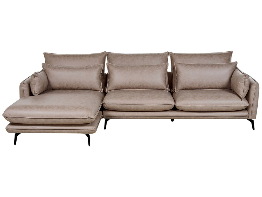 Gallo Right Hand Faux Suede Corner Sofa Light Brown 