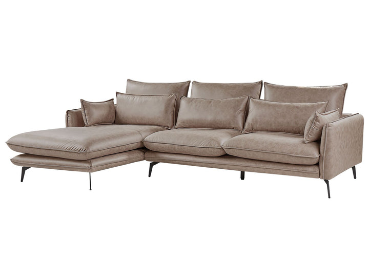 Gallo Right Hand Faux Suede Corner Sofa Light Brown