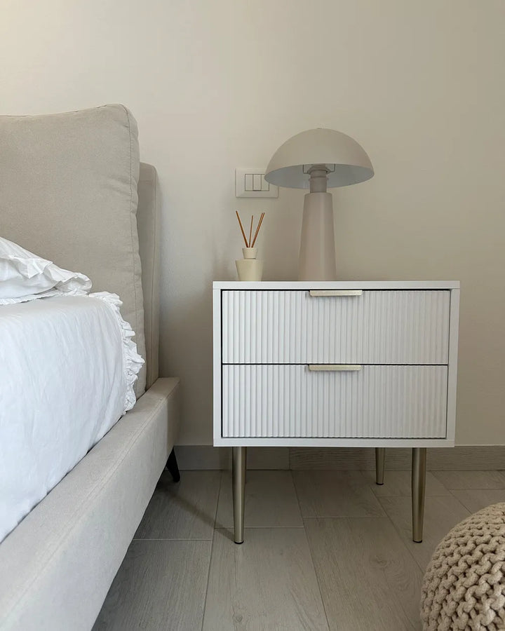 2 Drawer Bedside Table White Yuri