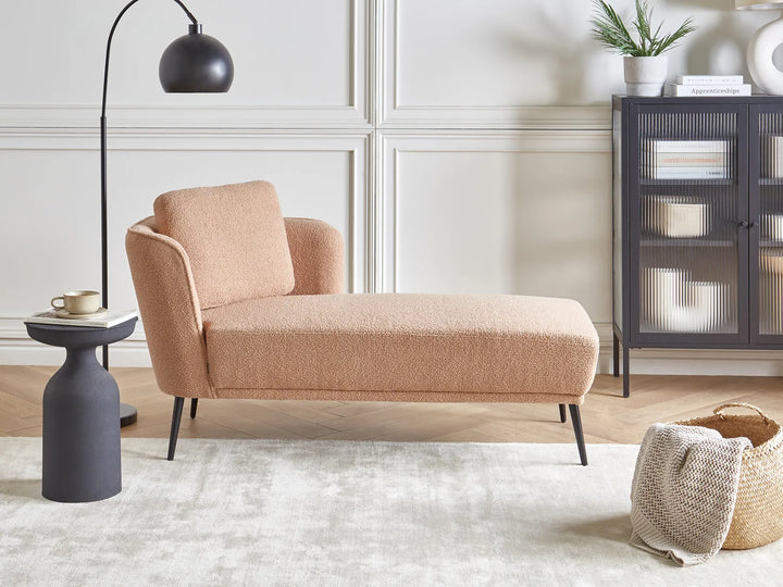 Left-Hand Chaise Lounge Boucle Beige Aurelle