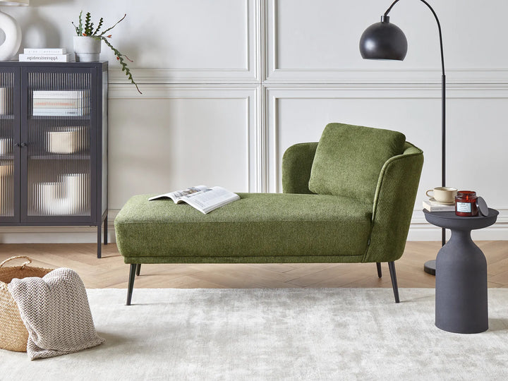 Right-Hand Chaise Lounge Fabric Dark Green Aurelle