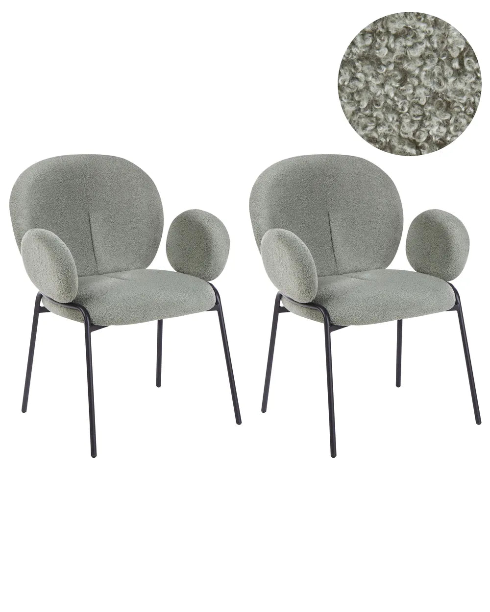 Set of 2 Dining Chairs Boucle Light Green Hillary