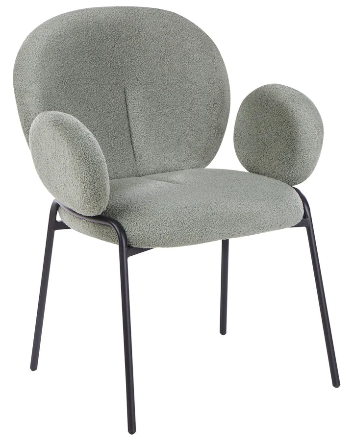 Set of 2 Dining Chairs Boucle Light Green Hillary