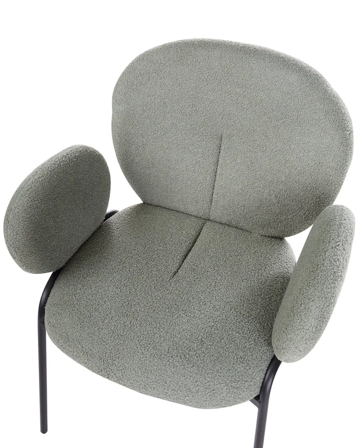 Set of 2 Dining Chairs Boucle Light Green Hillary