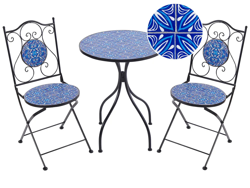 Bistro Set Folding Metal Black Blair