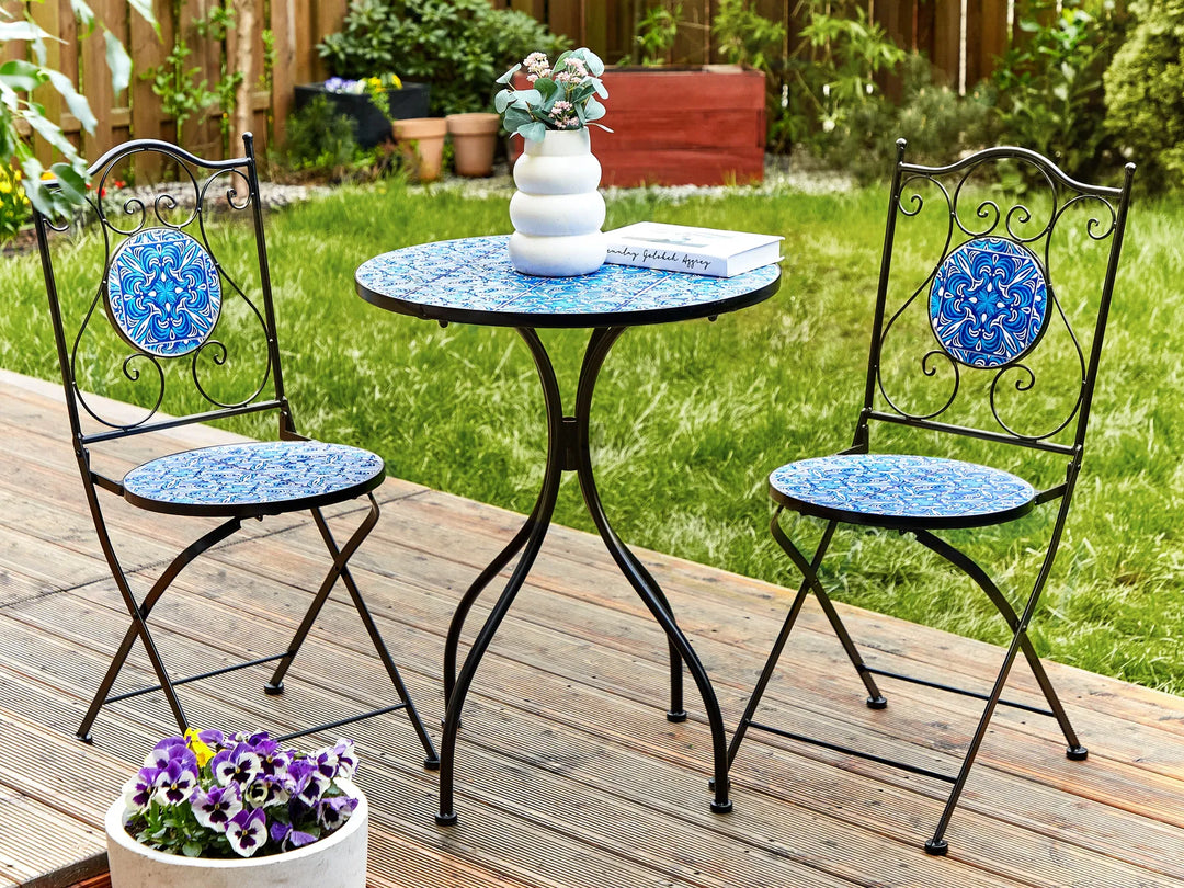 Bistro Set Folding Metal Black Blair