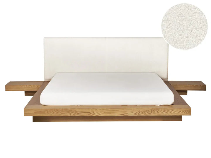 Waterbed Boucle 160 x 200 cm (EU King Size) Natural Ash Wood Olivia