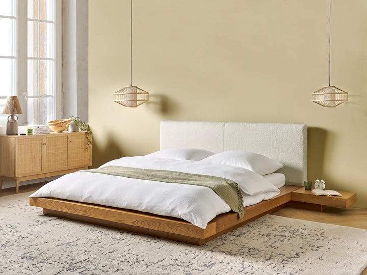 Waterbed Boucle 160 x 200 cm (EU King Size) Natural Ash Wood Olivia