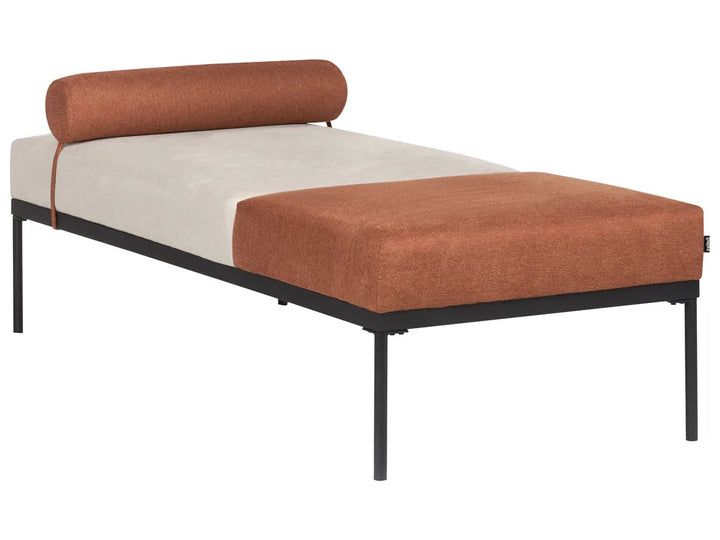 Chaise Longue Faux Linen Golden Brown Vienna