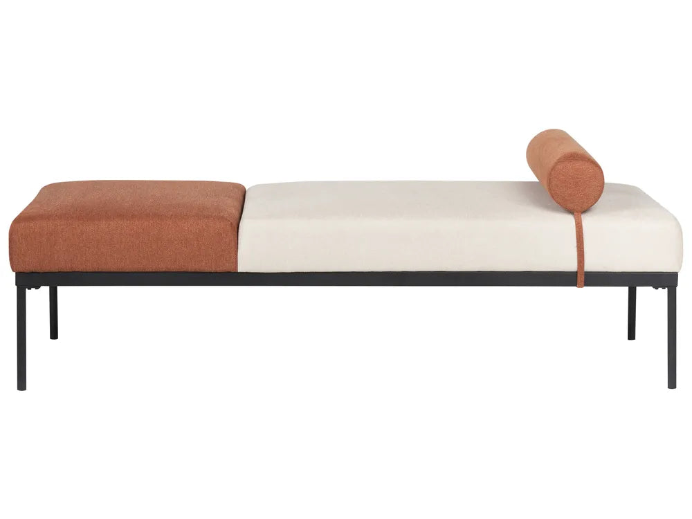 Chaise Longue Faux Linen Golden Brown Vienna