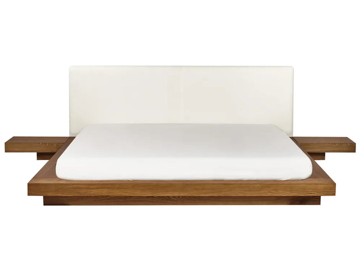 Bed with LED Boucle 180 x 200 cm (EU Super King) Natural Ash Wood Olivia