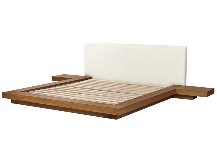 Bed with LED Boucle 180 x 200 cm (EU Super King) Natural Ash Wood Olivia