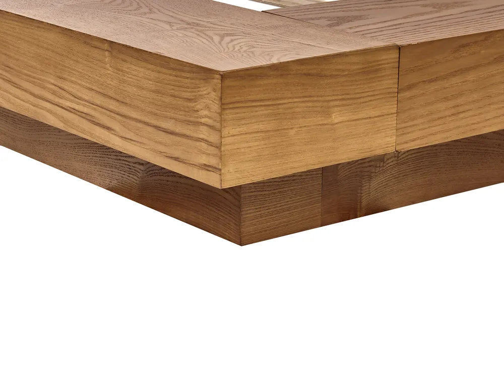 Bed with LED Boucle 180 x 200 cm (EU Super King) Natural Ash Wood Olivia