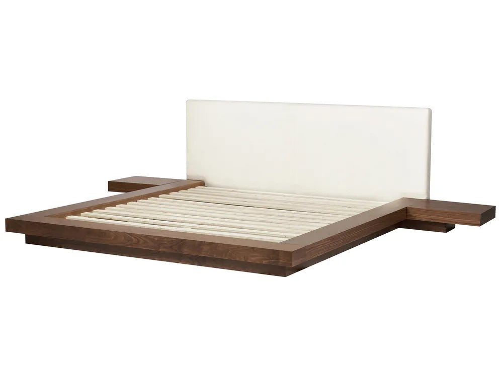 Bed with LED Boucle 180 x 200 cm (EU Super King) Brown Ash Wood Olivia