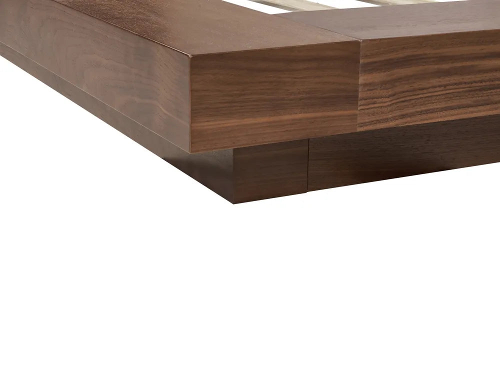 Bed with LED Boucle 180 x 200 cm (EU Super King) Brown Ash Wood Olivia