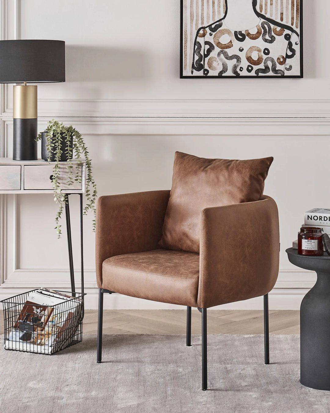Armchair Faux Leather Brown Vernardo