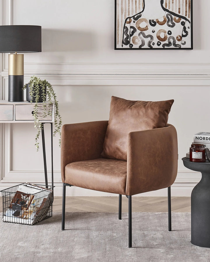 Armchair Faux Leather Brown Vernardo