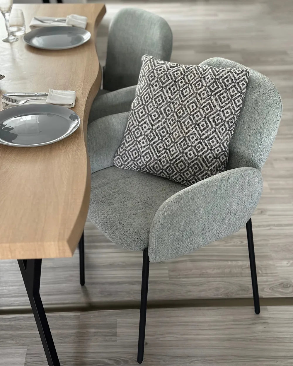 Set of 2 Dining Chairs Fabric Mint Green Elle