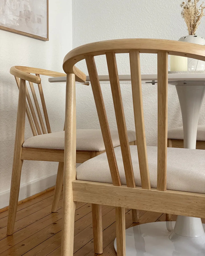 Set of 2 Dining Chairs Wood Light Brown/ Beige Denise