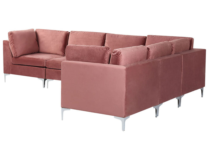 Evja Left Hand 6 Seater Modular Velvet Corner Sofa Pink